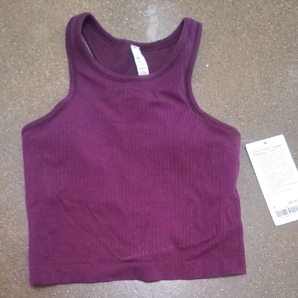 lululemon athletica Ribbed Plum Crop Top EBB To Street Cropped Racerbank Tank